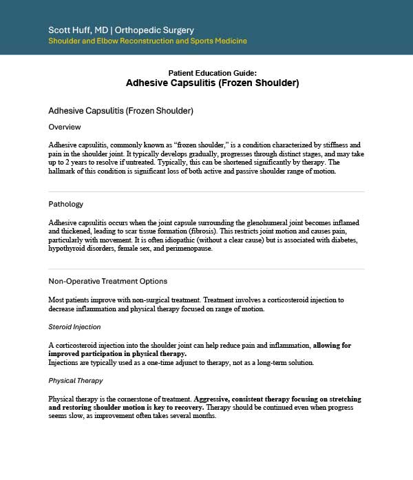 Adhesive Capsulitis (Frozen Shoulder)