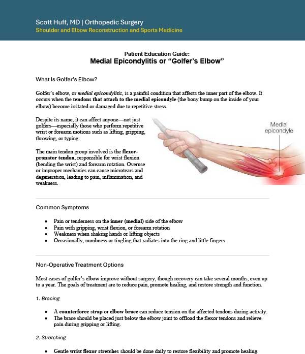 Medial Epicondylitis or “Golfer’s Elbow”