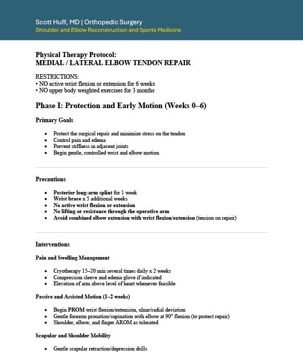 Medial / Lateral Elbow Tendon Repair
