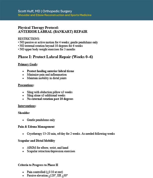 Anterior Labral (Bankart) Repair